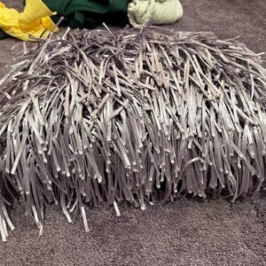 Luxurious Fringe Throw Pillow in Silver and Gray